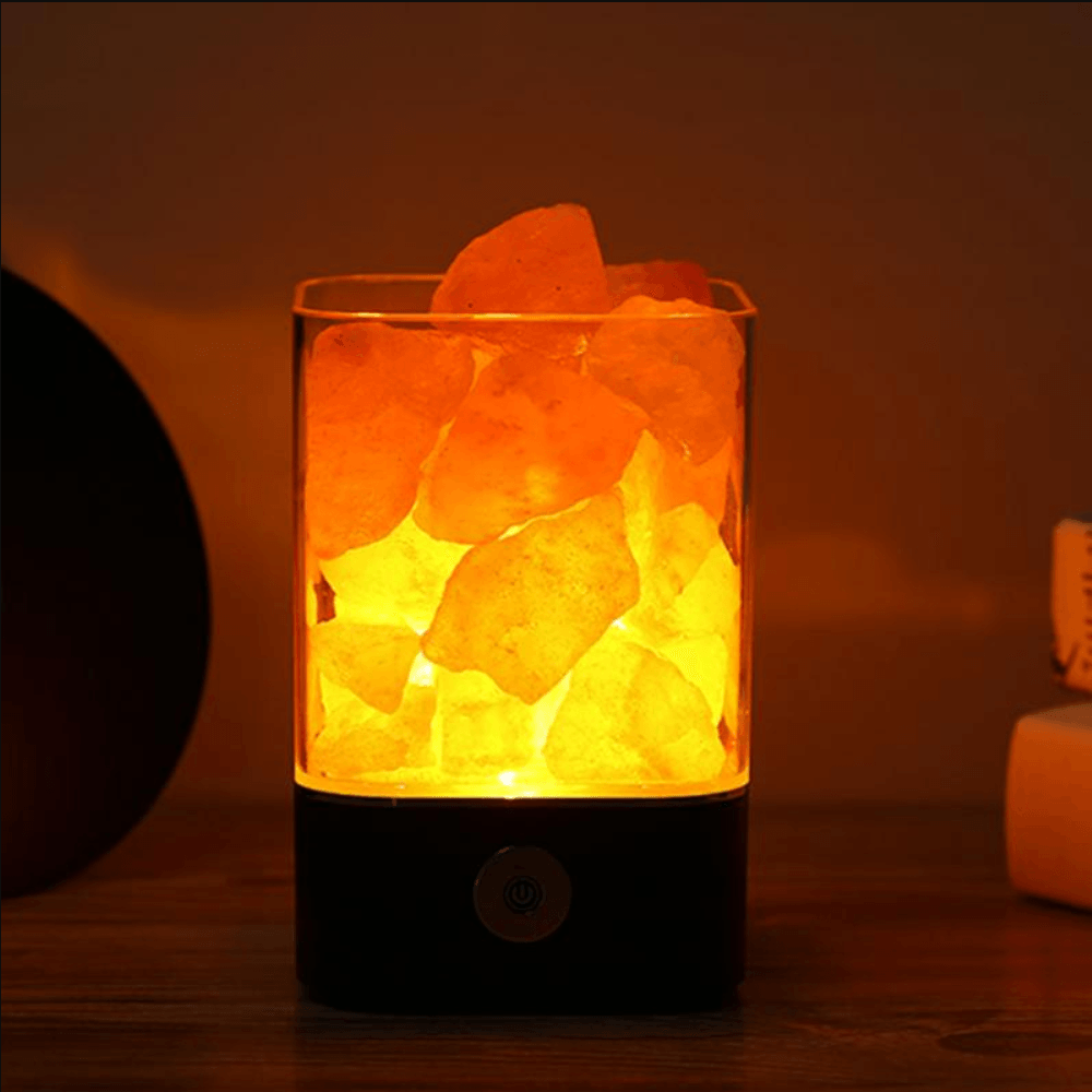 Lampe en cristal de sel de l'Himalaya (couleur) | Éclairage - Science Factory