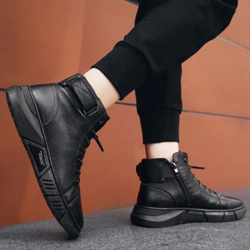 MidnightWalk™ | Bottes en cuir noir luxueuses et chaudes
