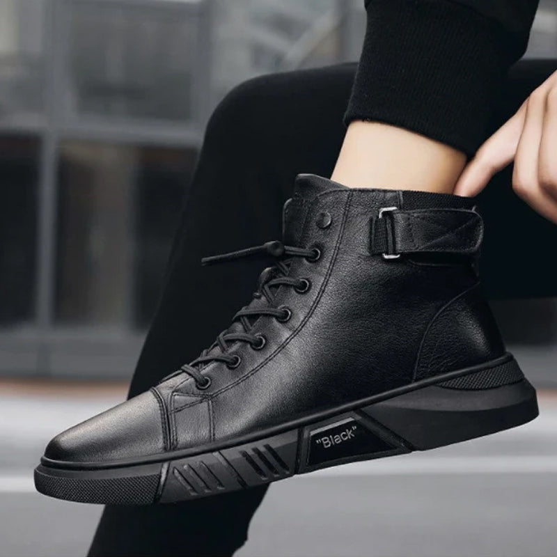MidnightWalk™ | Bottes en cuir noir luxueuses et chaudes