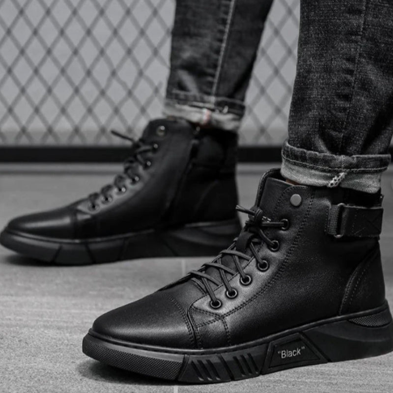 MidnightWalk™ | Bottes en cuir noir luxueuses et chaudes