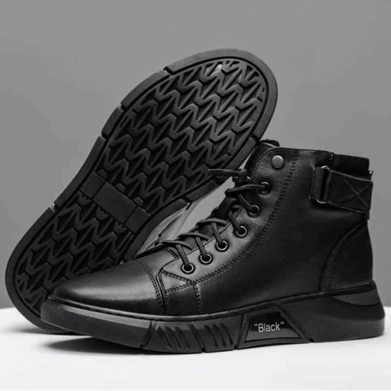 MidnightWalk™ | Bottes en cuir noir luxueuses et chaudes