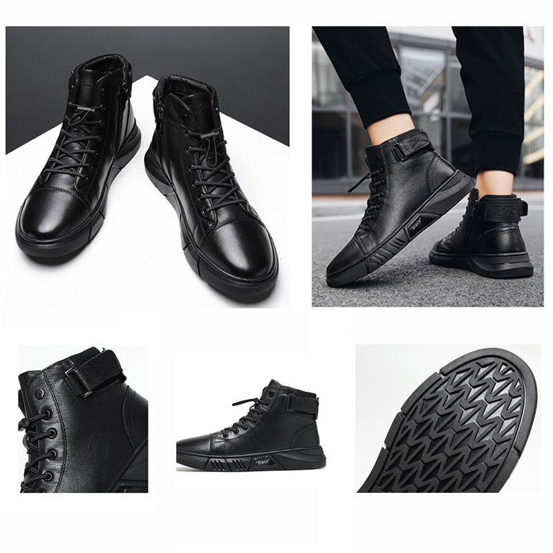 MidnightWalk™ | Bottes en cuir noir luxueuses et chaudes