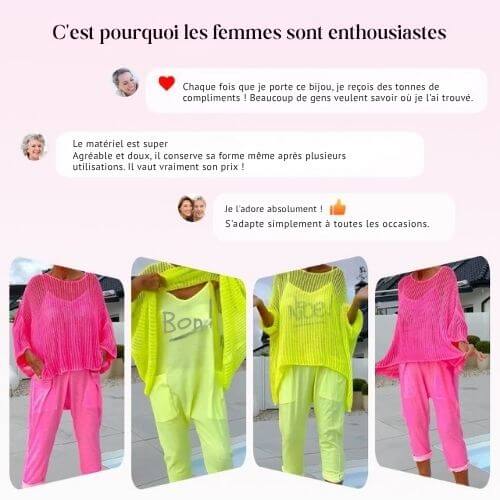 🌸LetterLuxe™ Combinaison Femme à Imprimé Lettres et Tunique Ajourée Décontractée