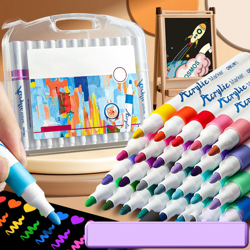 AcryliGlow™ | Set de Marqueurs Peinture Acrylique (24 Couleurs)