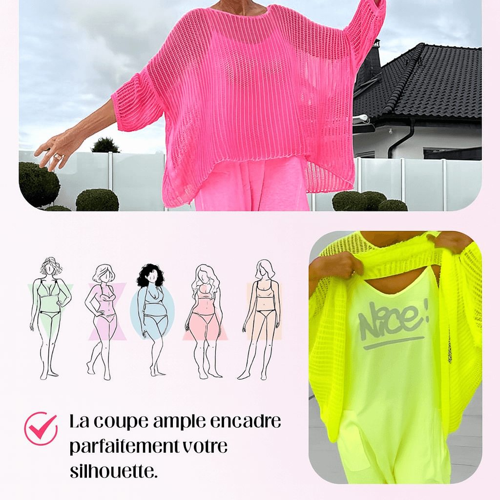 🌸LetterLuxe™ Combinaison Femme à Imprimé Lettres et Tunique Ajourée Décontractée