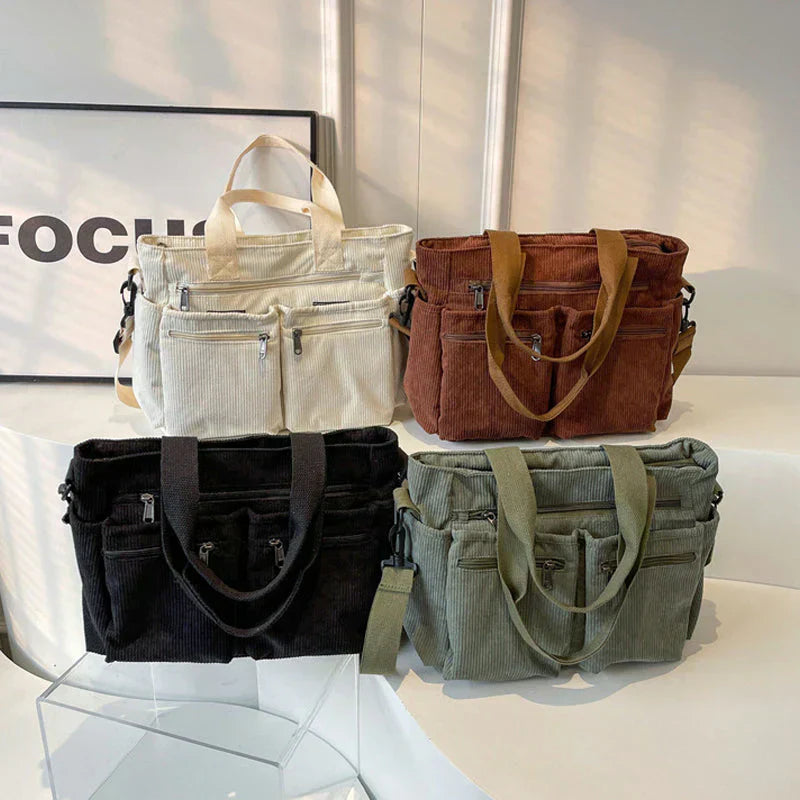 TrendTote™ – Sac Bandoulière Tendance en Velours Côtelé