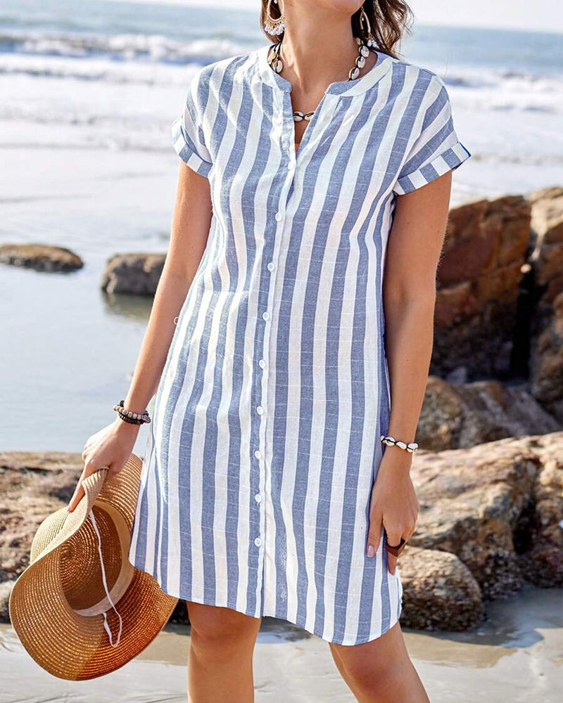 Mirabelle™ | Élégante Robe-Chemise à Rayures