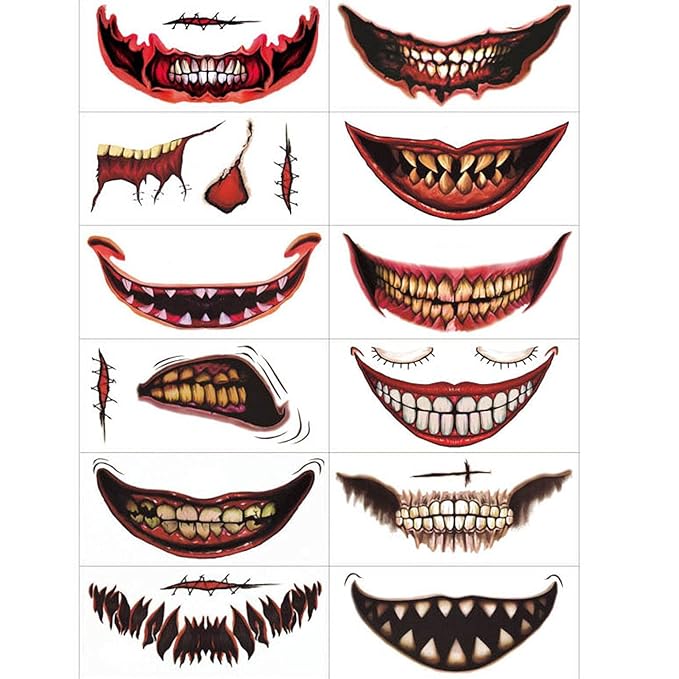 ZombieZaps™ Set de 12 Autocollants de Tatouage Humoristiques pour Halloween | 6+6 GRATUIT