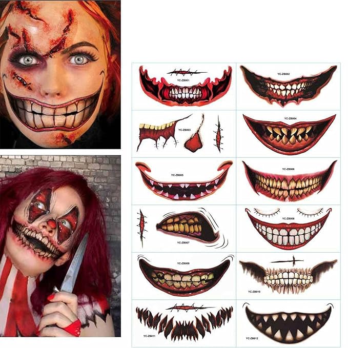 ZombieZaps™ Set de 12 Autocollants de Tatouage Humoristiques pour Halloween | 6+6 GRATUIT