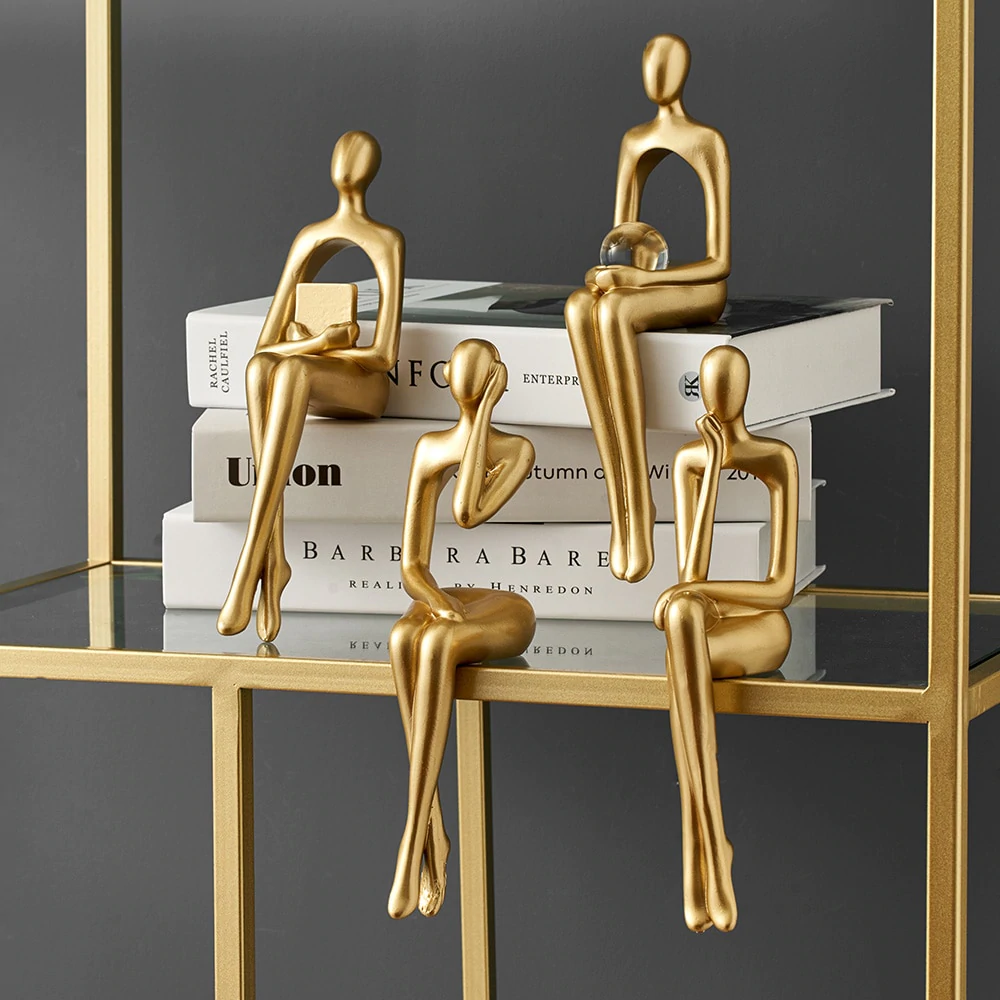SculptaLuxe™ – Figurines Décoratives Abstraites pour Étagère