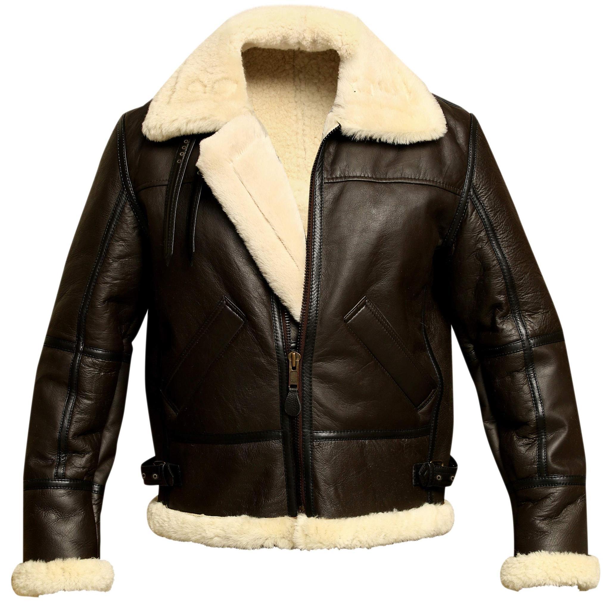 AeroShear™ Veste Aviateur Bombardier B3 en Cuir Véritable avec Doublure en Peau de Mouton