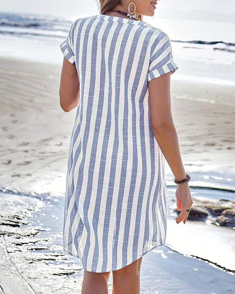Mirabelle™ | Élégante Robe-Chemise à Rayures