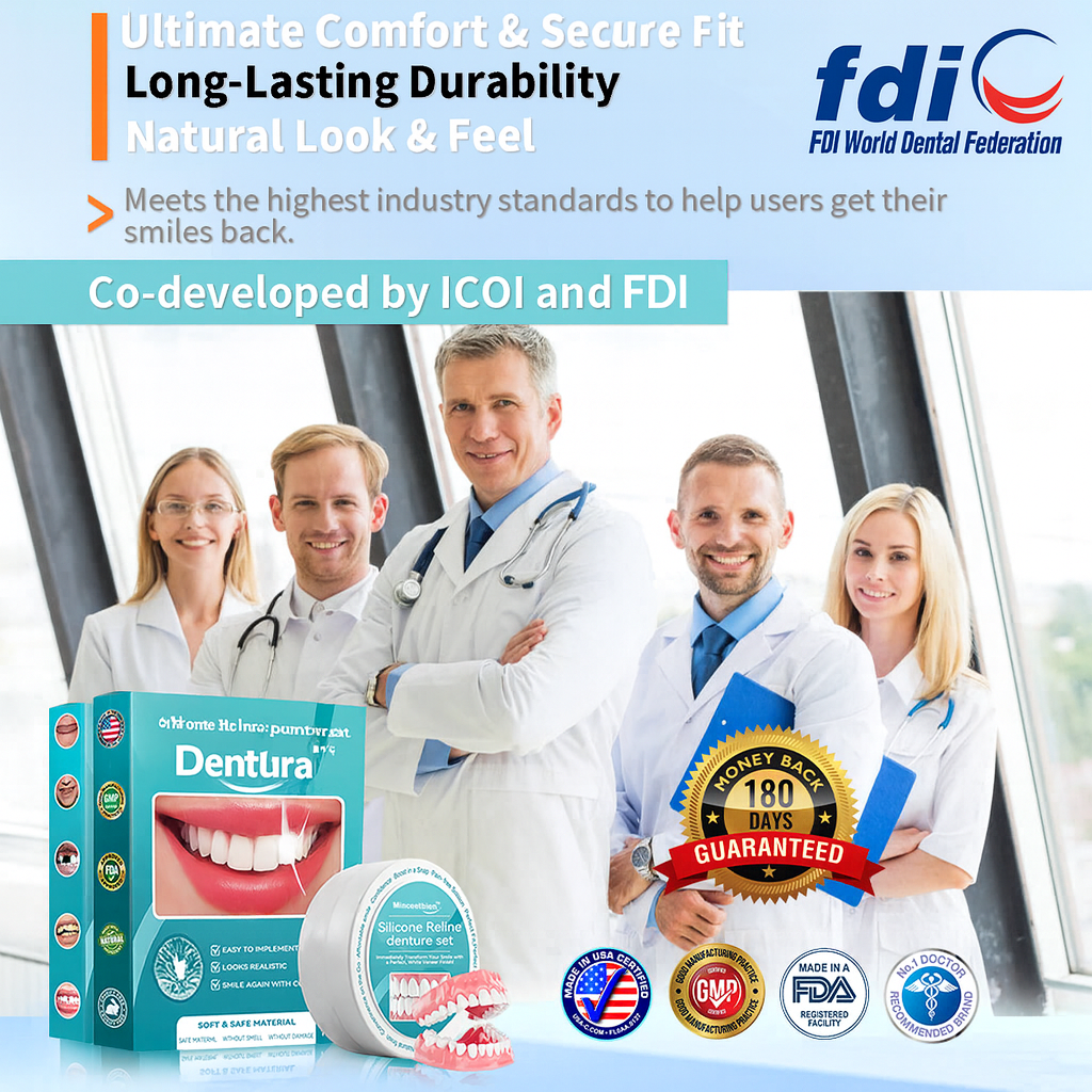 Dentura™ Kit Dentaire en Silicone avec Reline — Bouche Complète (Haut & Bas)