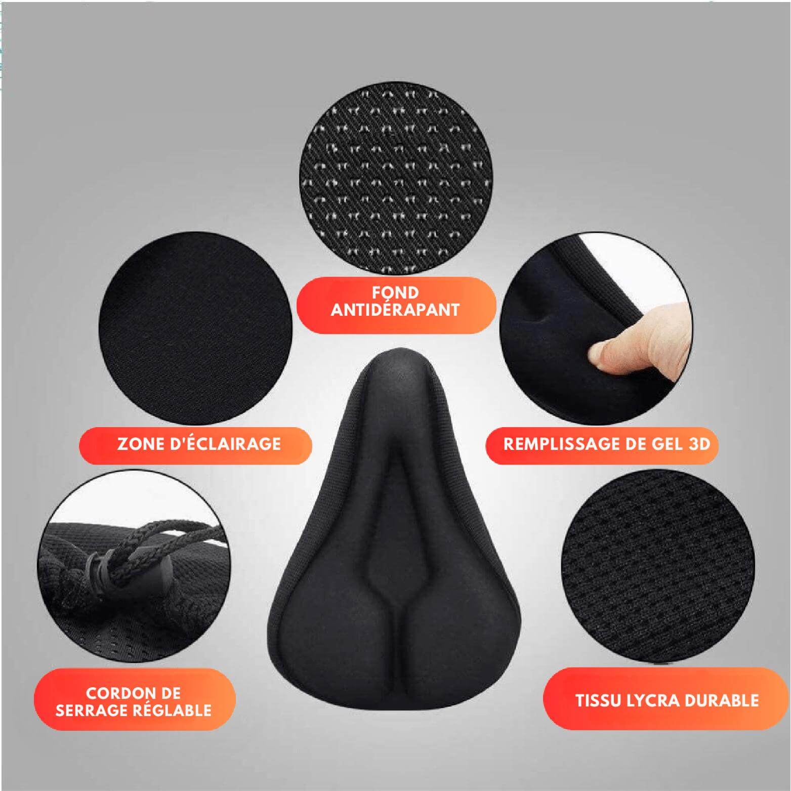 CycleCloud™ Housse de Selle Premium en Gel Siliconé 3D