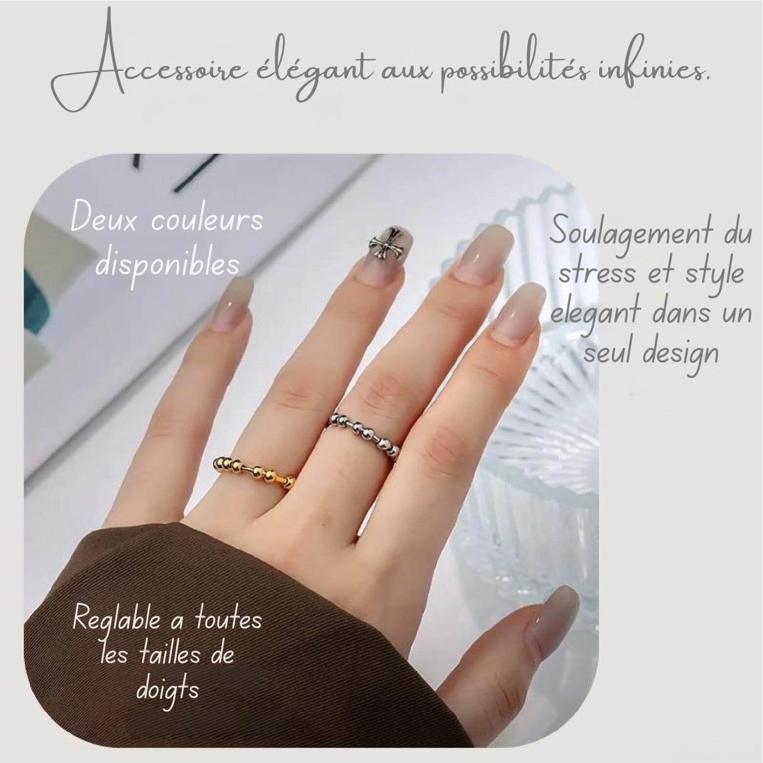 Fidella™ – Anneau Anti-Stress Réglable avec Perles Tournantes