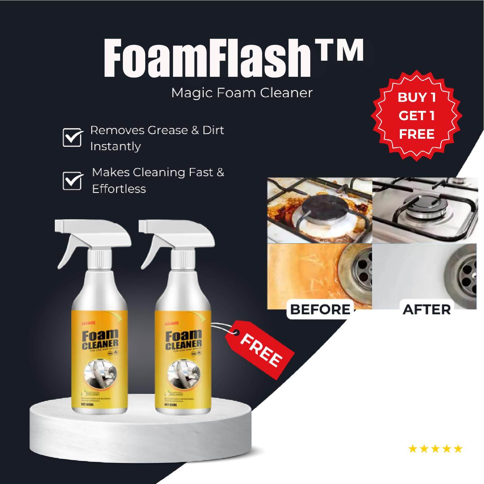 FoamFlash™ Nettoyant Moussant Magique | Dernier Jour 1+1 GRATUIT 🔥