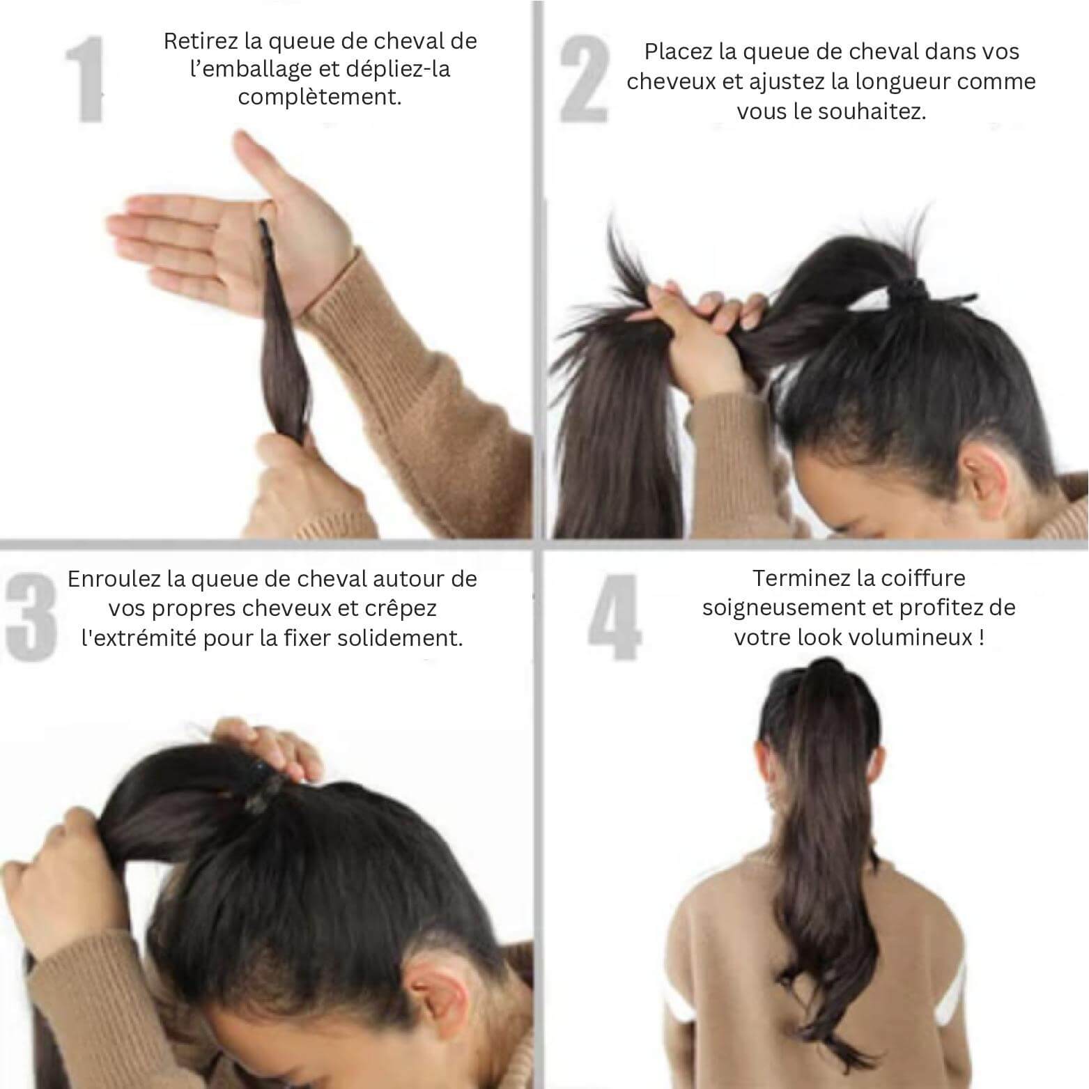 PonyGlam™ 2-en-1 Queue-de-Cheval Volumineuse pour Plus d’Épaisseur