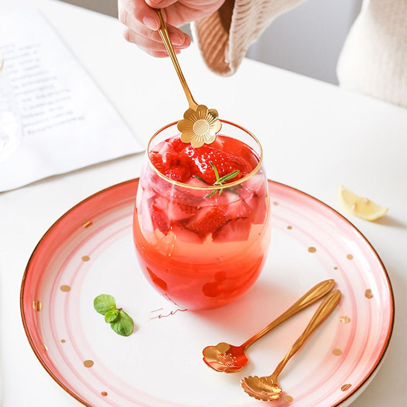 BlossomSpoon™ – Ensemble de 8 Cuillères à Thé Fleuries en Acier Inoxydable
