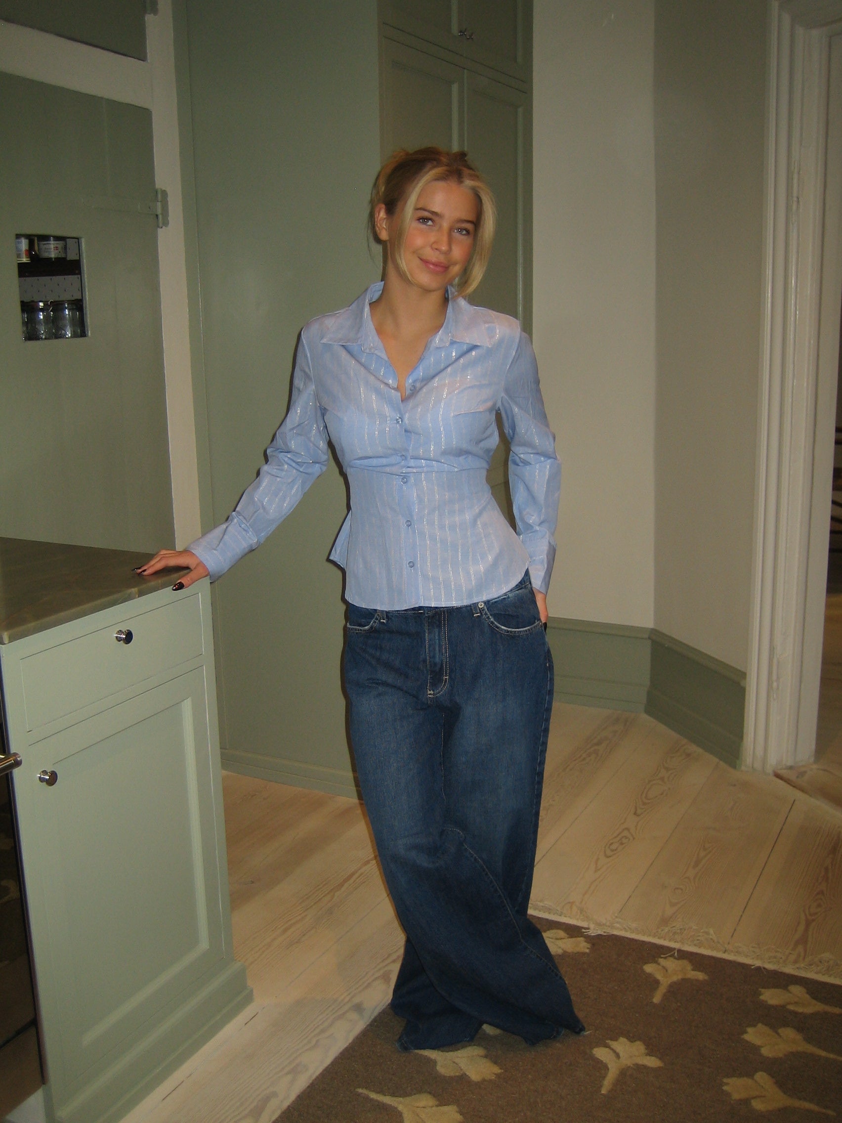 Liselore™ Chemise Cintrée - Rayures Bleues/Argentées
