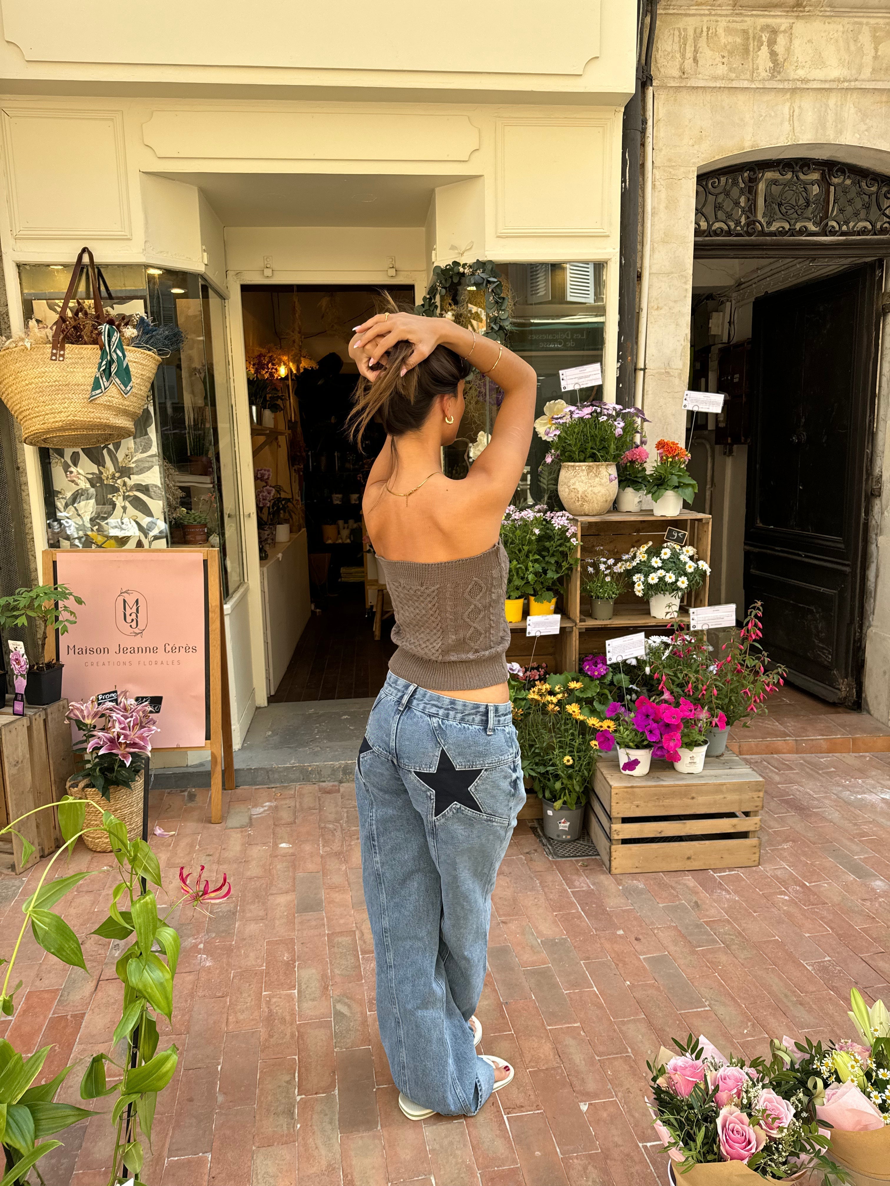 CosmoCut™ Jean Étoilé Bleu Marine – Denim Clair