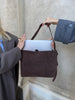 SuèdeChic™ Sac Porté Épaule Barcelona – Brun Foncé