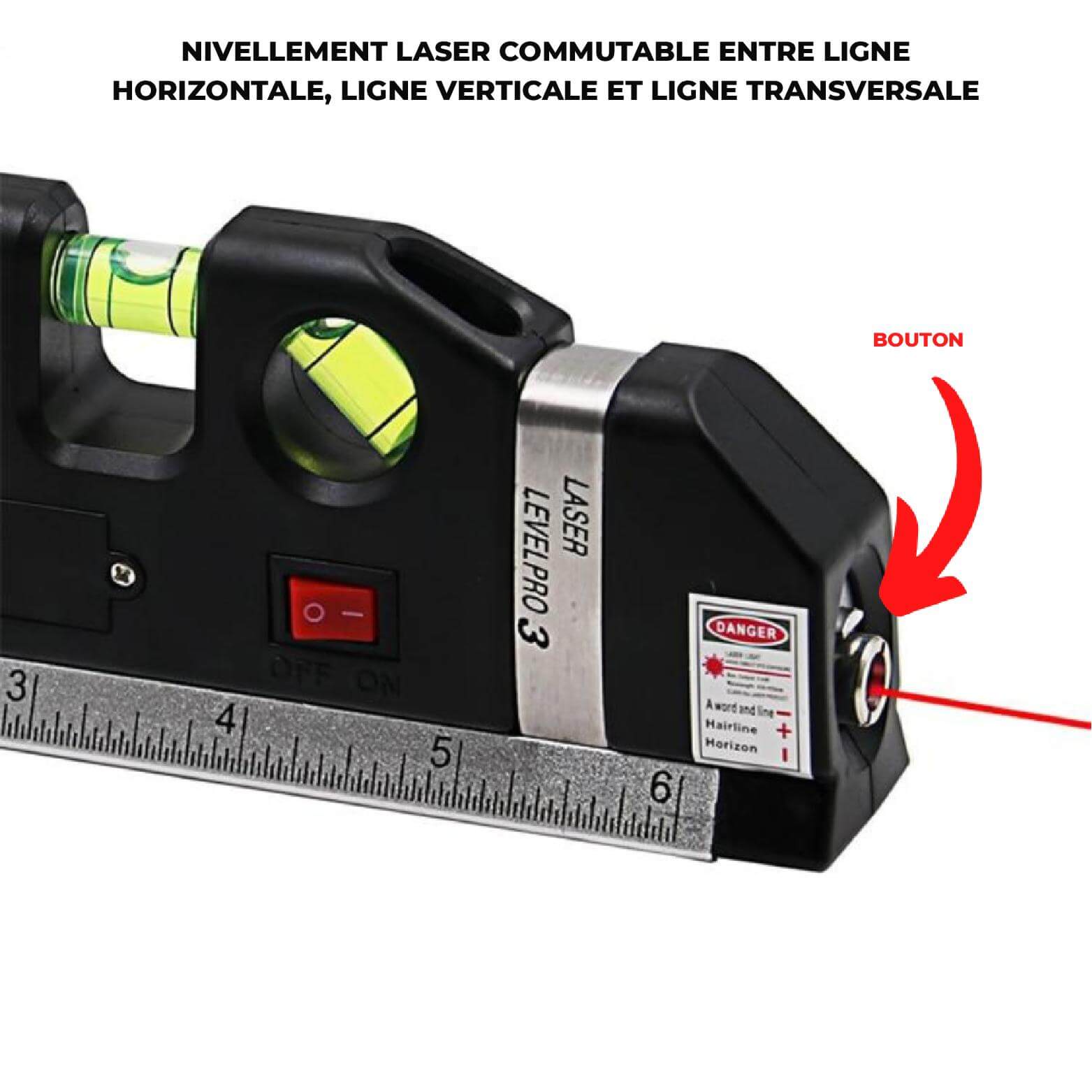 SmartLevel™ Niveau 4-en-1 avec Laser, Règle et Mètre Ruban