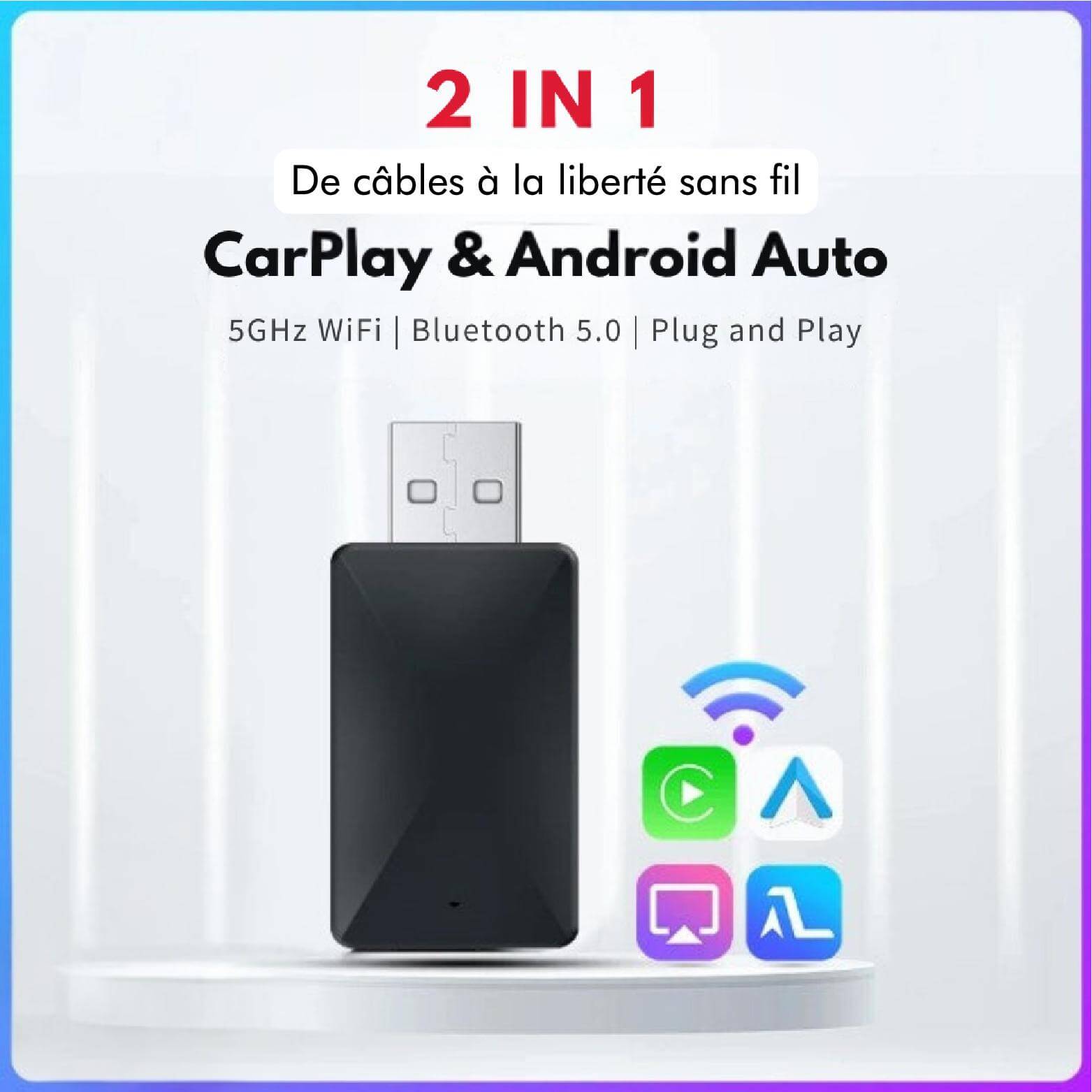 Adaptateur CarPlay Sans Fil SmartRide™ | Design Compact et Élégant
