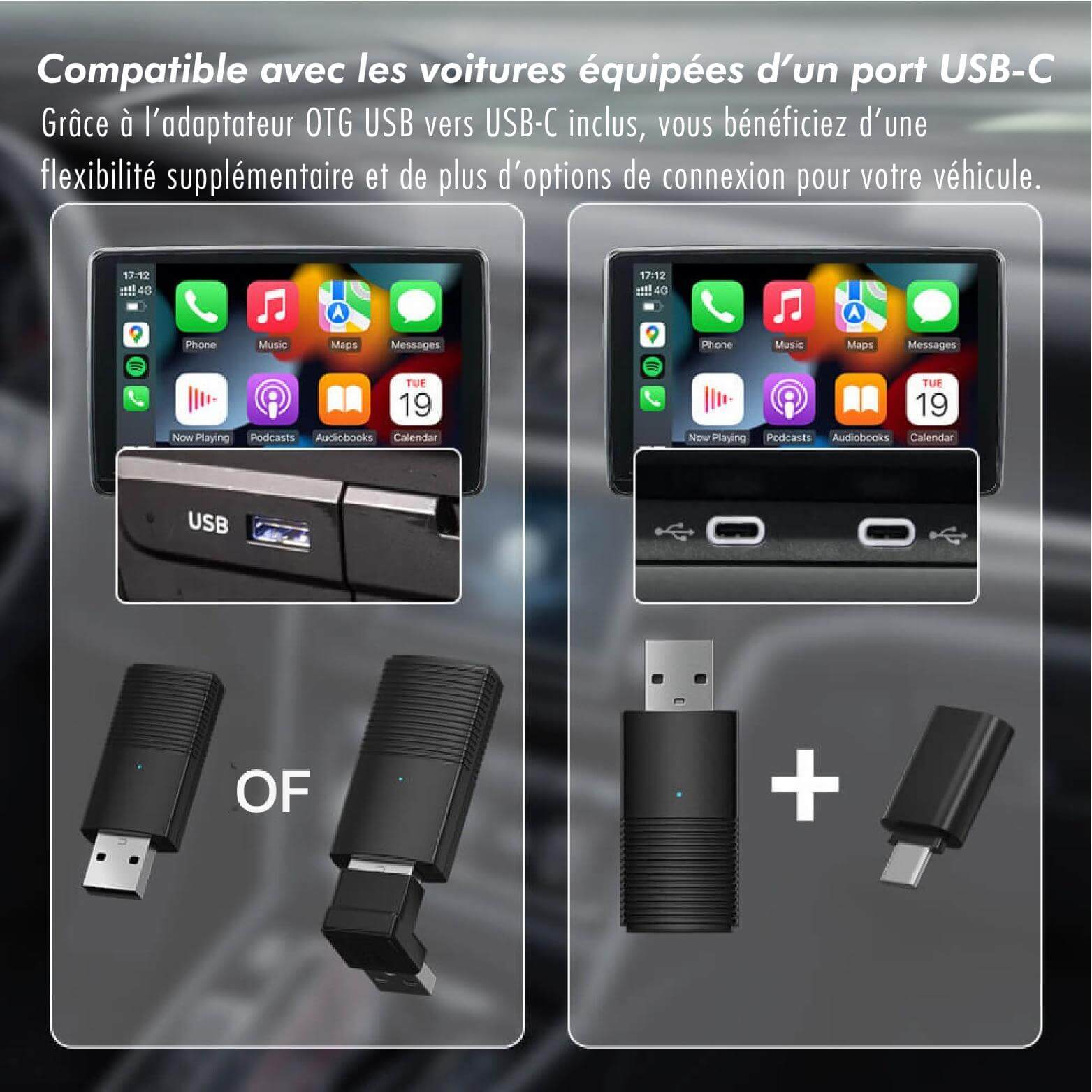 Adaptateur CarPlay Sans Fil SmartRide™ | Design Compact et Élégant