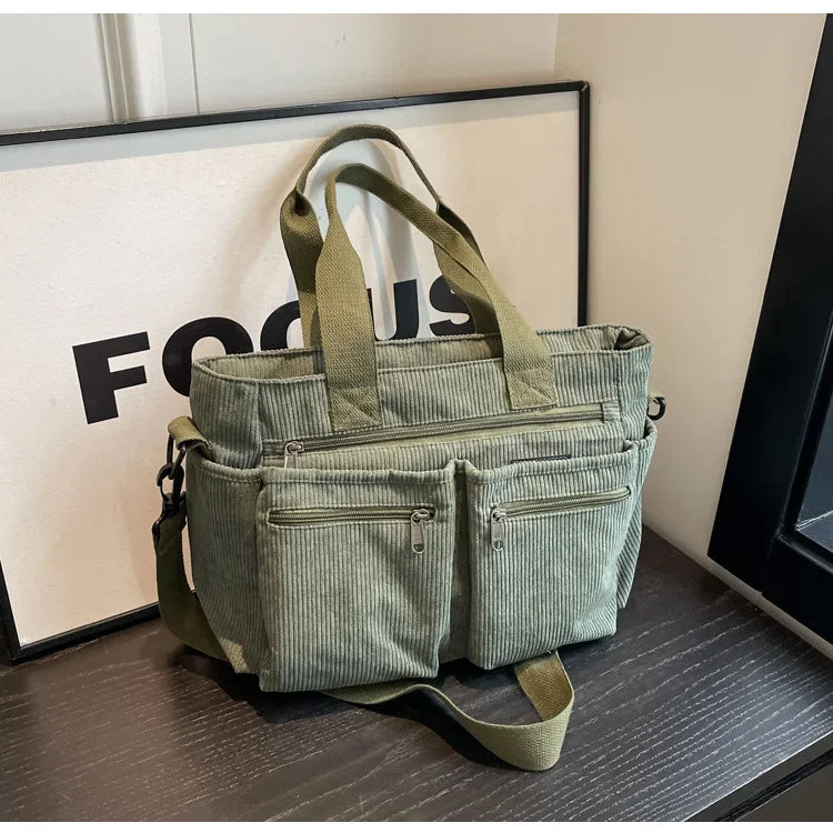 TrendTote™ – Sac Bandoulière Tendance en Velours Côtelé