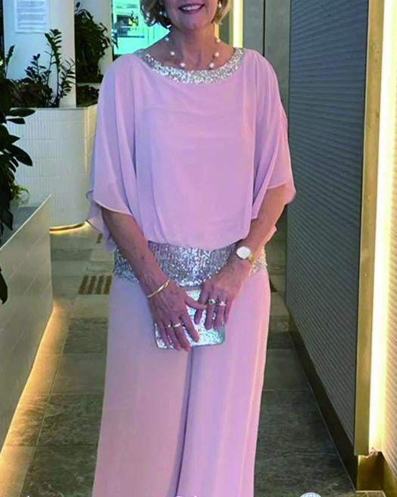 DazzleSet™ Ensemble Deux Pièces Élégant avec Paillettes et Design Colorblock