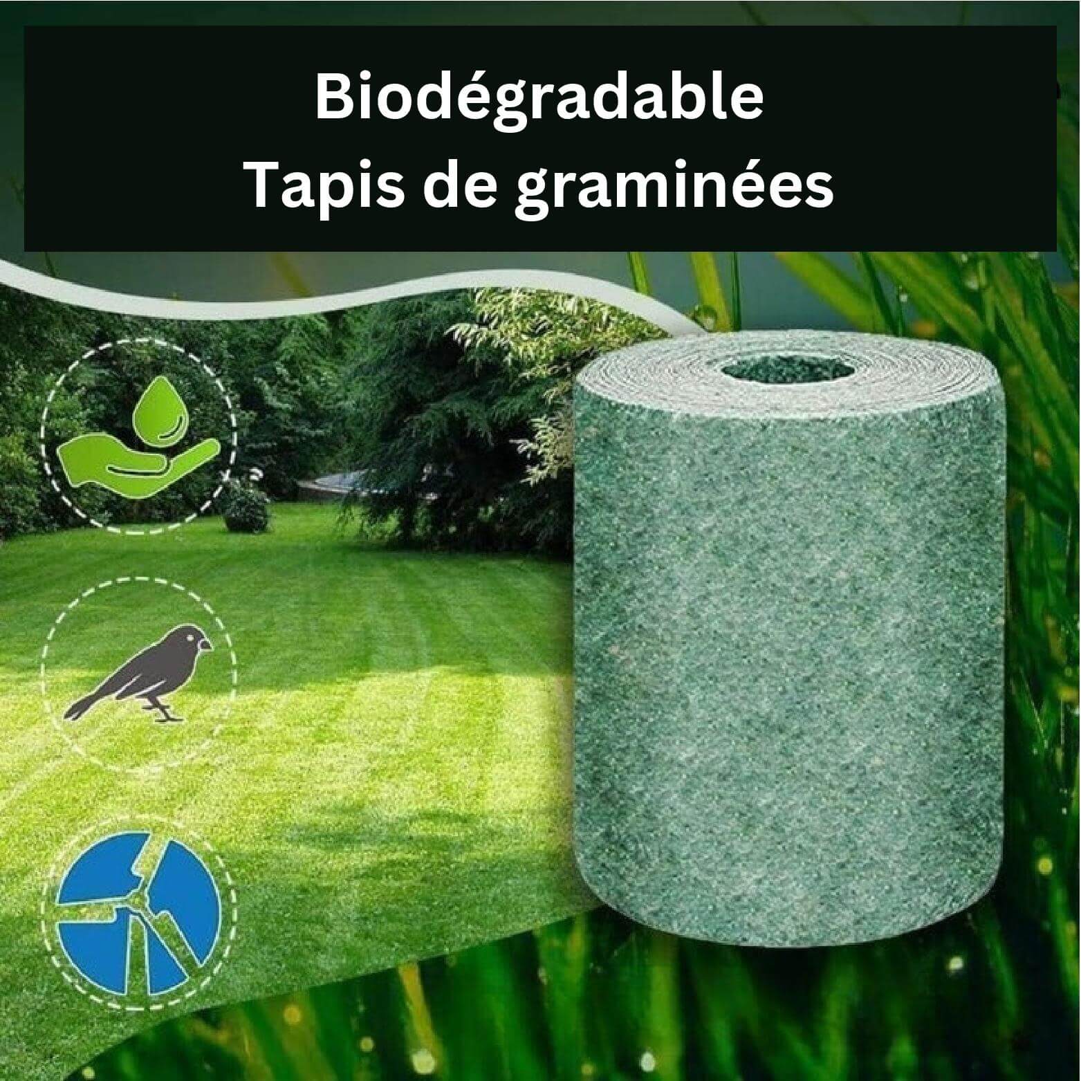 1+1 Gratuit EcoLawn™ Tapis de graines de gazon biodégradable