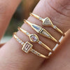 Lumiére™ Geometrische Goudkleurige Ringenset met Ronde Zirkoon Kristallen