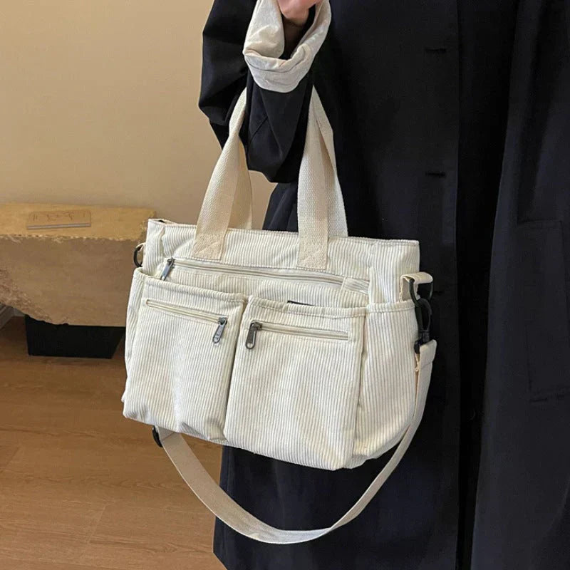 TrendTote™ – Sac Bandoulière Tendance en Velours Côtelé