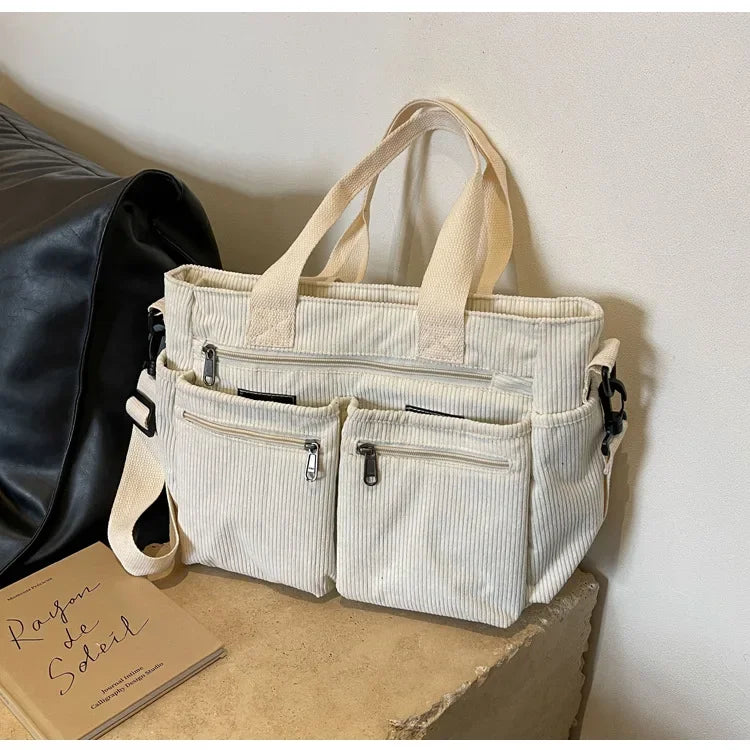 TrendTote™ – Sac Bandoulière Tendance en Velours Côtelé