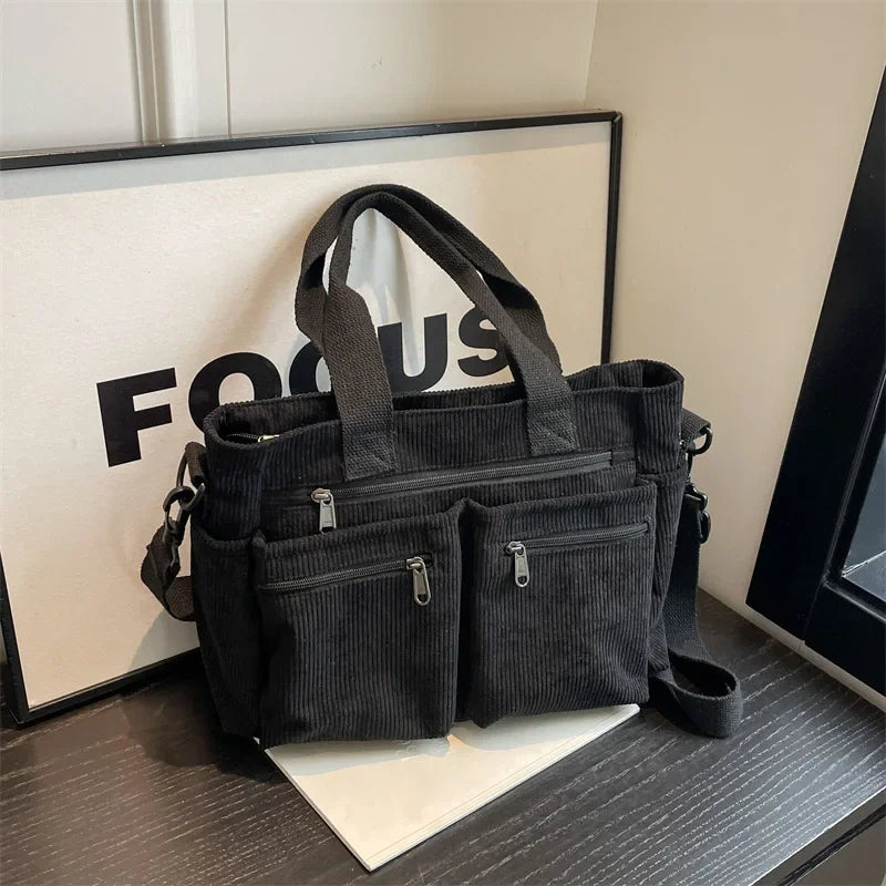 TrendTote™ – Sac Bandoulière Tendance en Velours Côtelé