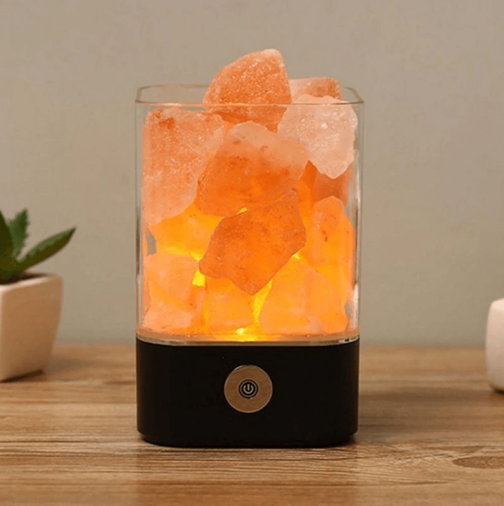 Lampe en cristal de sel de l'Himalaya (couleur) | Éclairage - Science Factory